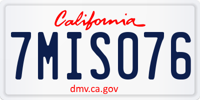 CA license plate 7MIS076