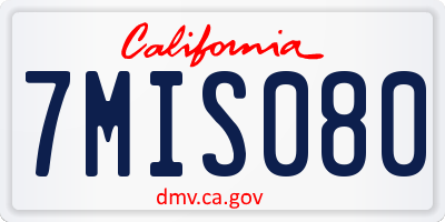 CA license plate 7MIS080