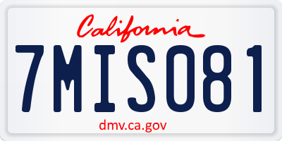 CA license plate 7MIS081