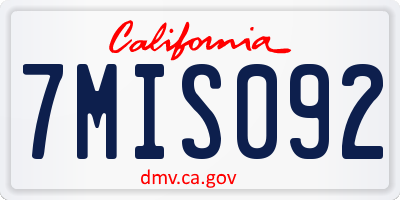 CA license plate 7MIS092