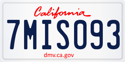 CA license plate 7MIS093