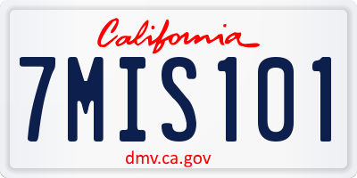 CA license plate 7MIS101