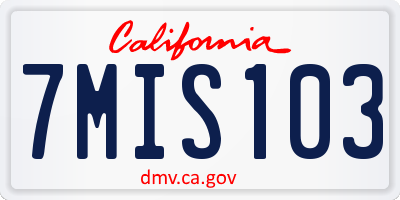 CA license plate 7MIS103