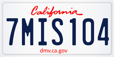 CA license plate 7MIS104