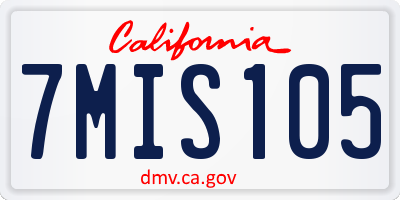 CA license plate 7MIS105