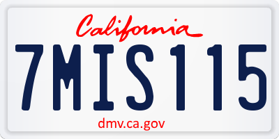 CA license plate 7MIS115