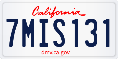 CA license plate 7MIS131