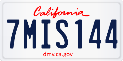 CA license plate 7MIS144