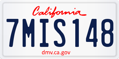 CA license plate 7MIS148