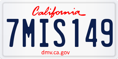 CA license plate 7MIS149