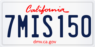 CA license plate 7MIS150