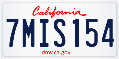 CA license plate 7MIS154