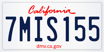 CA license plate 7MIS155