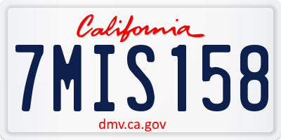 CA license plate 7MIS158