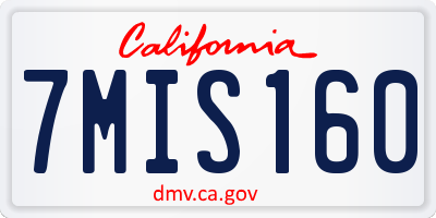 CA license plate 7MIS160