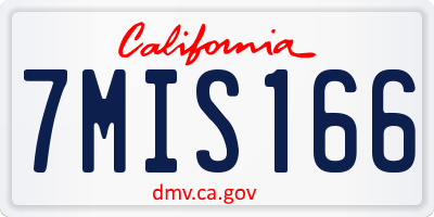 CA license plate 7MIS166