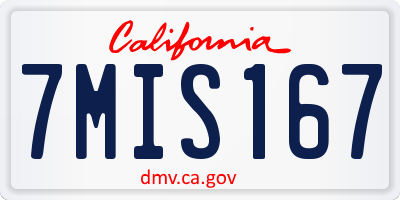 CA license plate 7MIS167