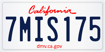 CA license plate 7MIS175