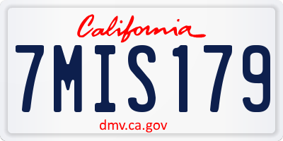 CA license plate 7MIS179