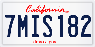 CA license plate 7MIS182