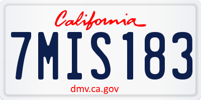 CA license plate 7MIS183