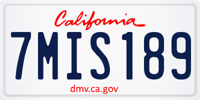 CA license plate 7MIS189