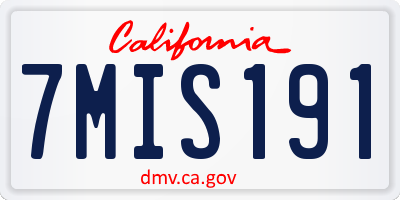 CA license plate 7MIS191