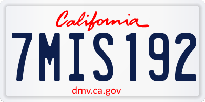 CA license plate 7MIS192