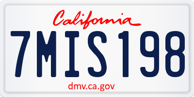 CA license plate 7MIS198