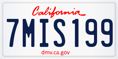 CA license plate 7MIS199