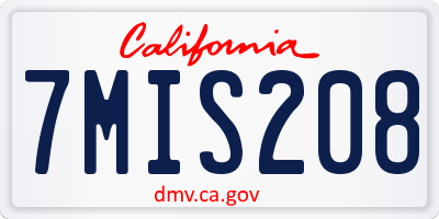 CA license plate 7MIS208
