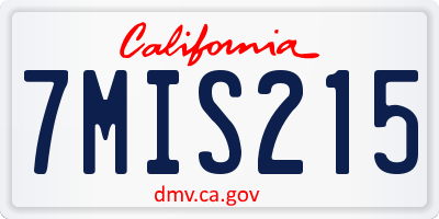 CA license plate 7MIS215