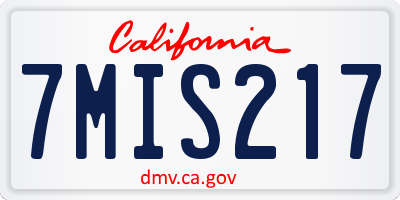 CA license plate 7MIS217
