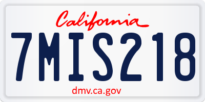 CA license plate 7MIS218