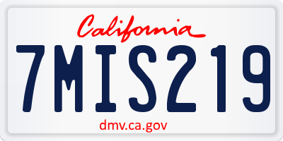 CA license plate 7MIS219
