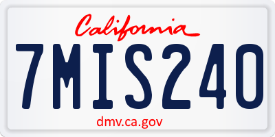 CA license plate 7MIS240
