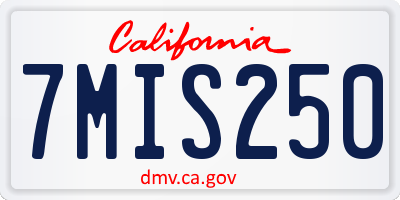 CA license plate 7MIS250