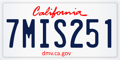 CA license plate 7MIS251