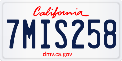 CA license plate 7MIS258