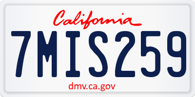 CA license plate 7MIS259