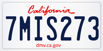 CA license plate 7MIS273