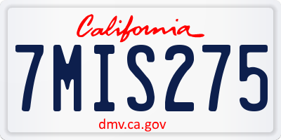 CA license plate 7MIS275