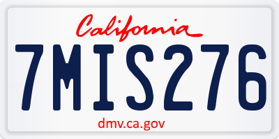 CA license plate 7MIS276