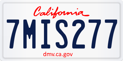 CA license plate 7MIS277