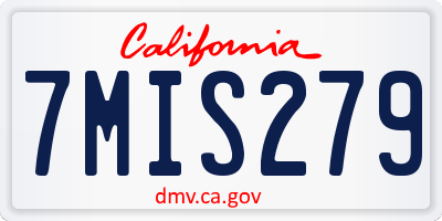 CA license plate 7MIS279