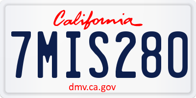 CA license plate 7MIS280