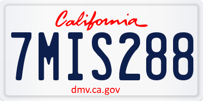 CA license plate 7MIS288