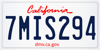 CA license plate 7MIS294