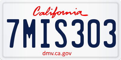CA license plate 7MIS303