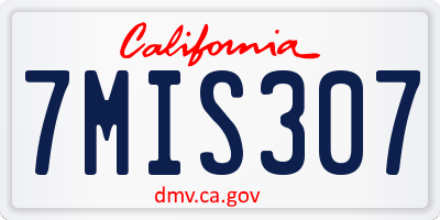 CA license plate 7MIS307